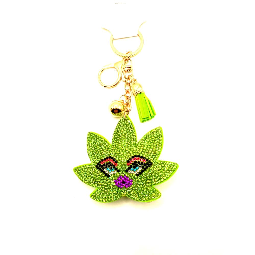 Ms. Marijuana Pot Leaf Bougie Bling Purse Charm Keychain Bookbag Charm 831-842